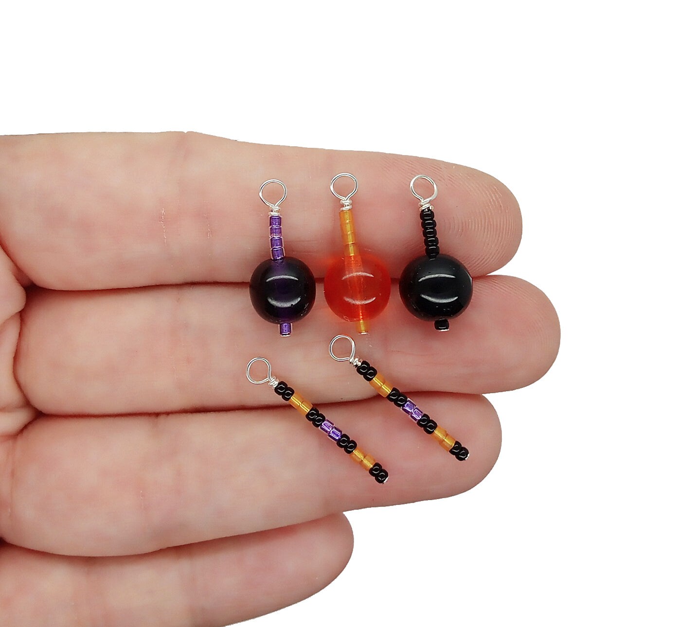 Halloween Drops in Orange Black &#x26; Purple, Set of 10 Charms, Adorabilities
