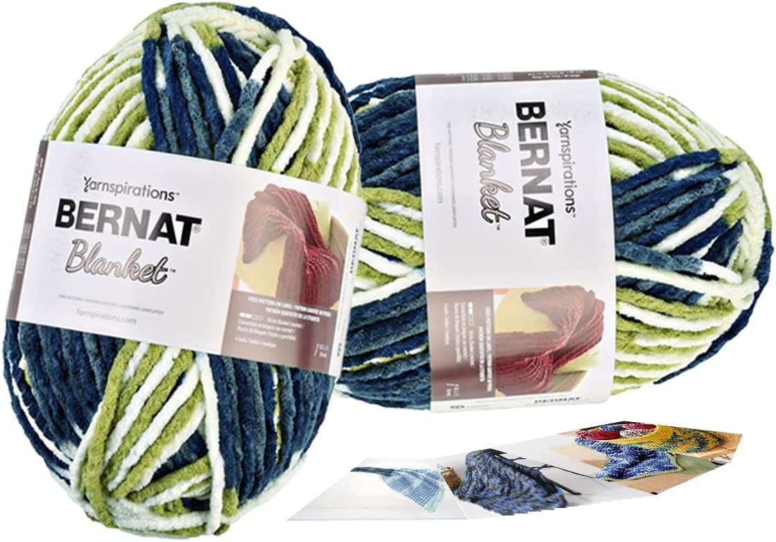 Bernat Blanket Yarn - Big Ball (10.5 oz) - 2 Pack with Patterns
