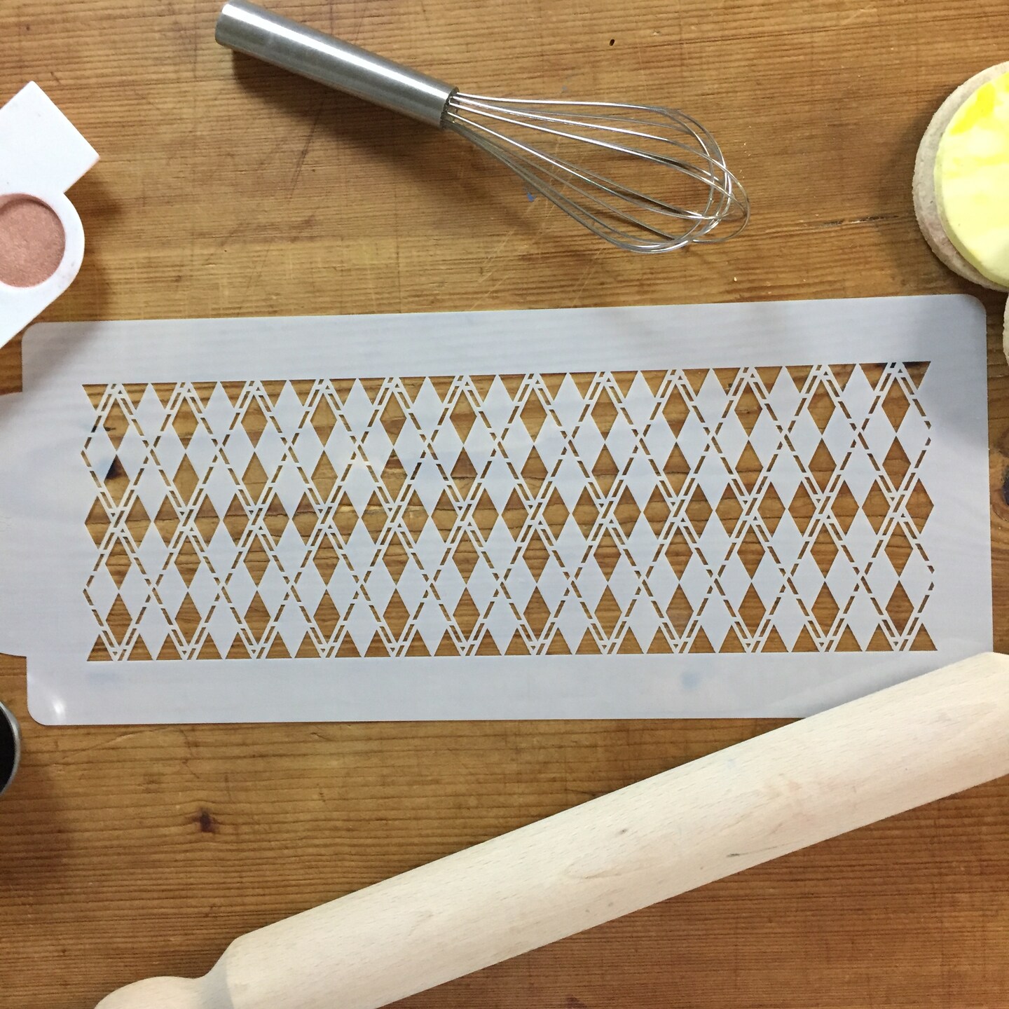Argyle Cake Stencil | C719 by Designer Stencils | Cake Decorating Tools | Baking Stencils for Royal Icing, Airbrush, Dusting Powder | Reusable Plastic Food Grade Stencil for Cakes | Easy to Use &#x26; Clean Cake Stencil