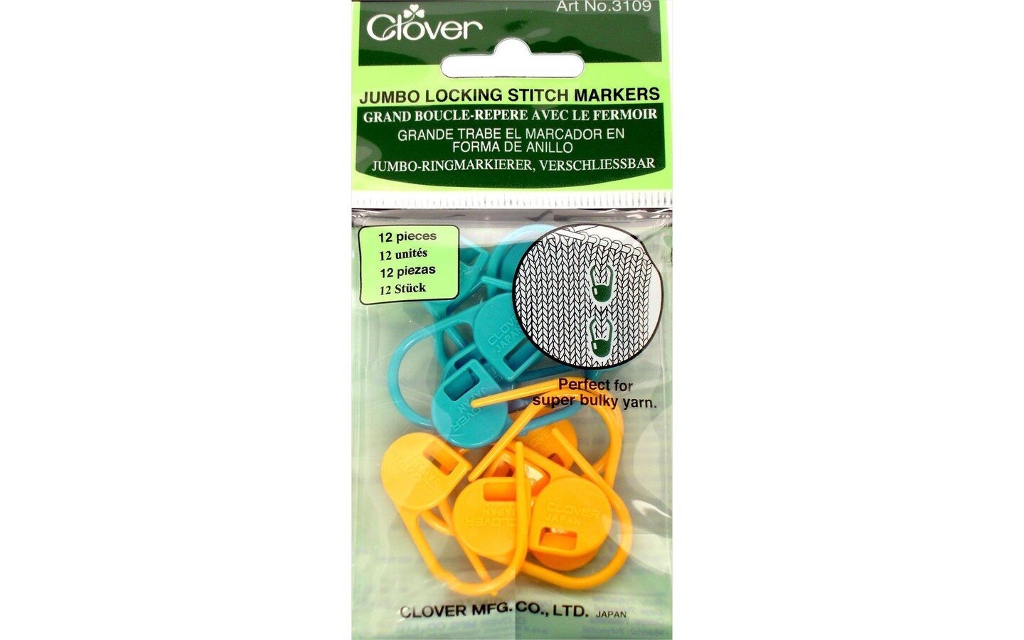 Clover Jumbo Locking Stitch Markers 12pc