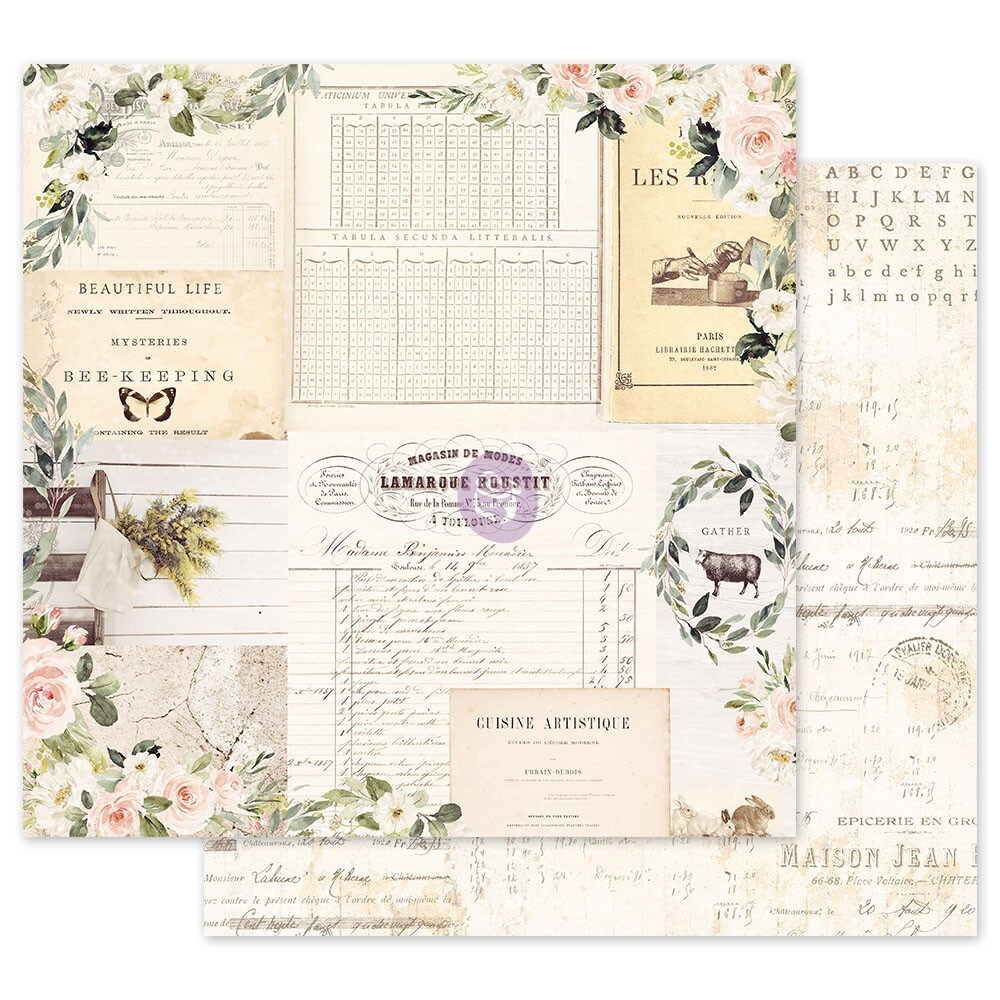 Prima Marketing Spring Farmhouse Dbl-Sided Cardstock 12"X12"-Gather, Multi