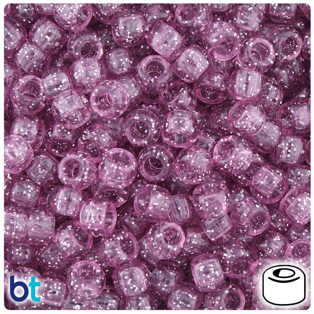 BeadTin Vintage Rose Sparkle 9mm Barrel Plastic Pony Beads (500pcs)