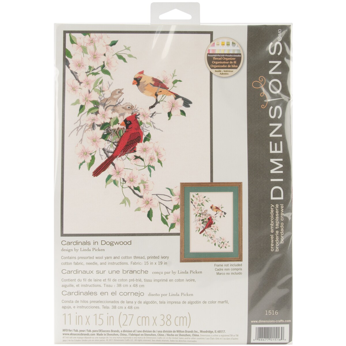 Dimensions Crewel Embroidery Kit 11"X15"Cardinals In Dogwood Michaels