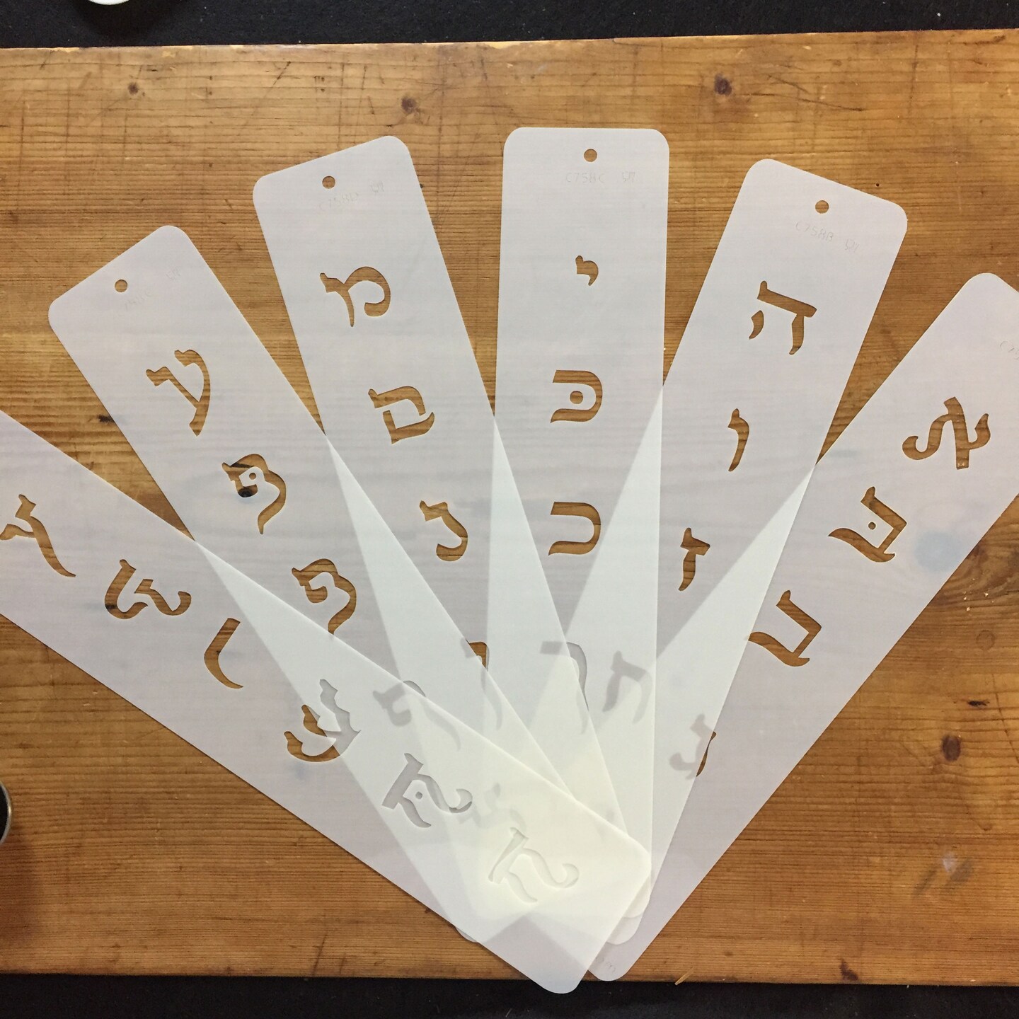 Large Hebrew Letter Cake Stencil Set | C758 by Designer Stencils | Cake Decorating Tools | Baking Stencils for Royal Icing, Airbrush, Dusting Powder | Reusable Plastic Food Grade Stencil for Cakes | Easy to Use &#x26; Clean Cake Stencil