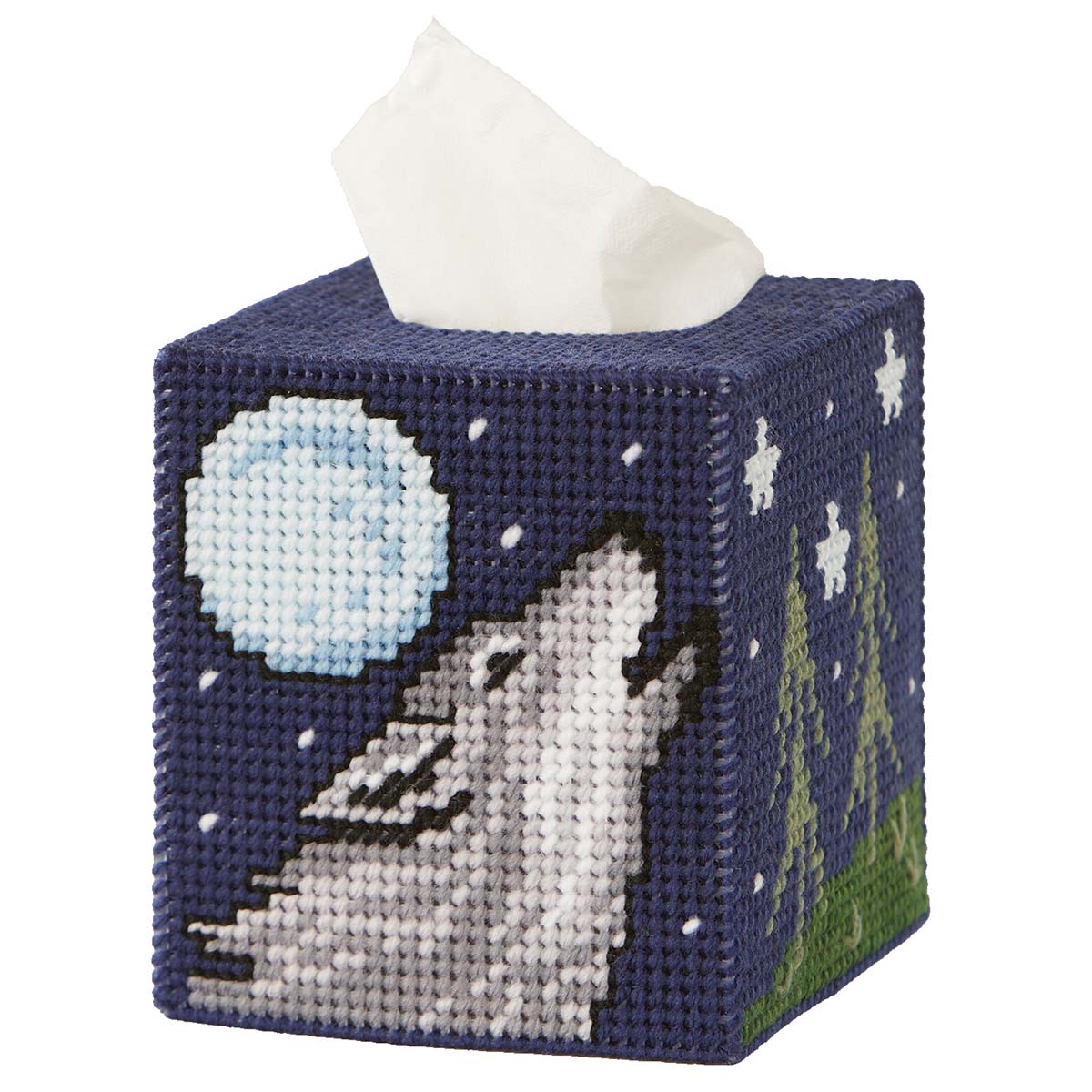 Herrschners Moonlight Wolf Tissue Box Plastic Canvas Kit | Michaels