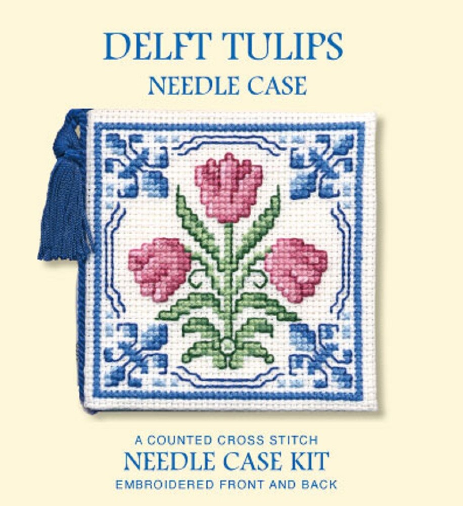 Textile Heritage Needle Case Counted Cross Stitch Kit - Delft Tulips