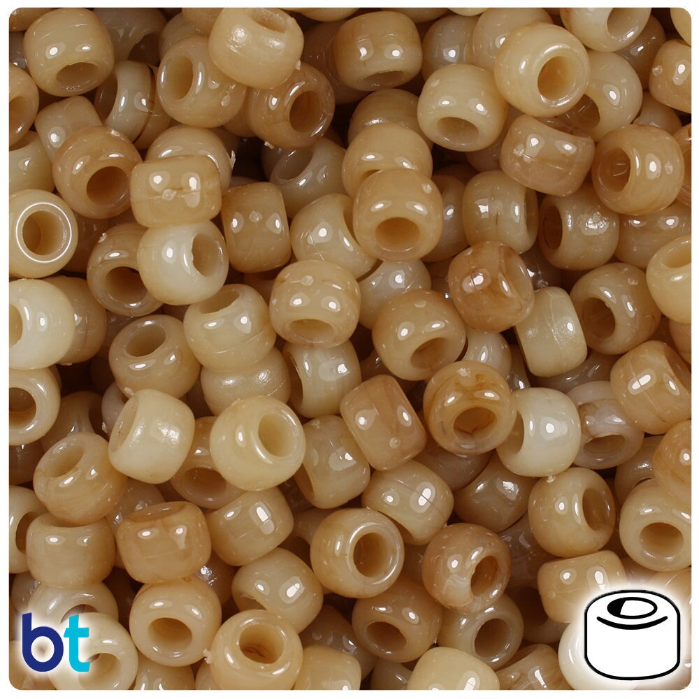 BeadTin Light Bone Mix Opaque 9mm Barrel Plastic Pony Beads (500pcs)