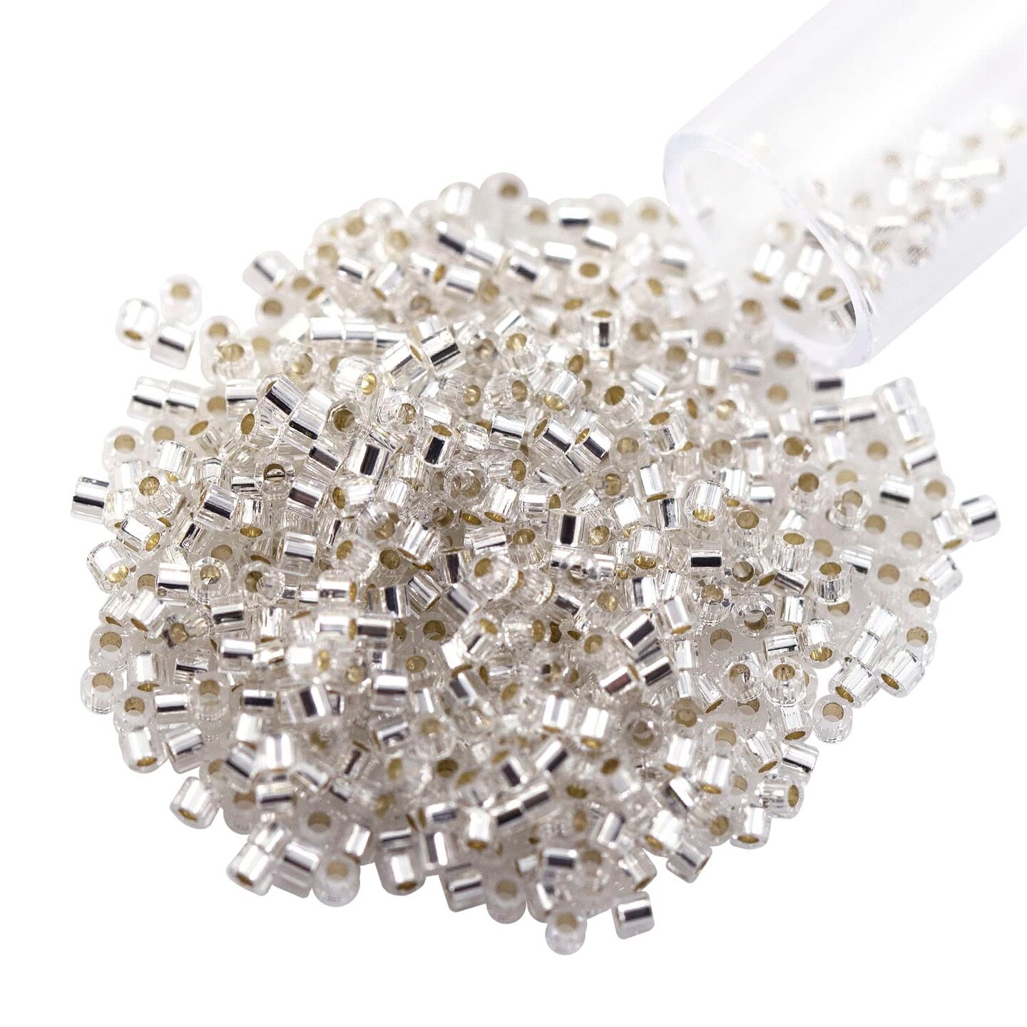 Miyuki Delica Seed Bead Hex Cut 11 0 Silver Lined Crystal 