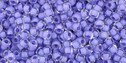 Toho 11/0 Round Japanese Seed Bead, TR11-977, Inside Color Crystal/Neon Purple Lined