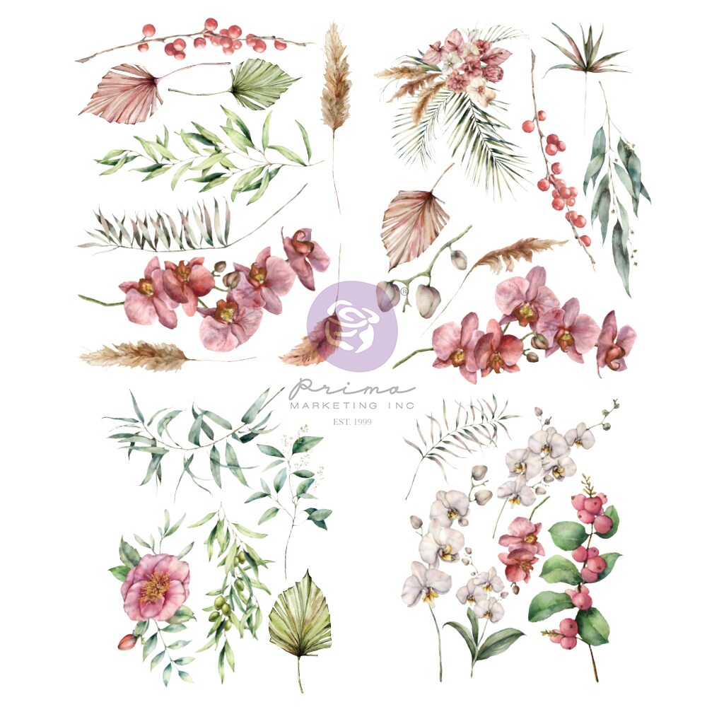 Prima Marketing Inc Sharon Ziv Transfers - Orchidea - 4 Sheets, 8.5"x11" *For Paper Surface Only.* 655350930288