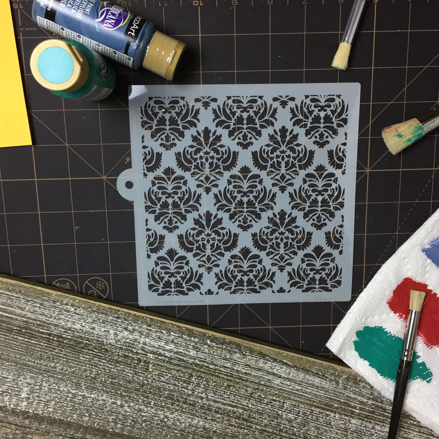 Damask Miniprint Cake Stencil | C807 by Designer Stencils | Cake Decorating Tools |