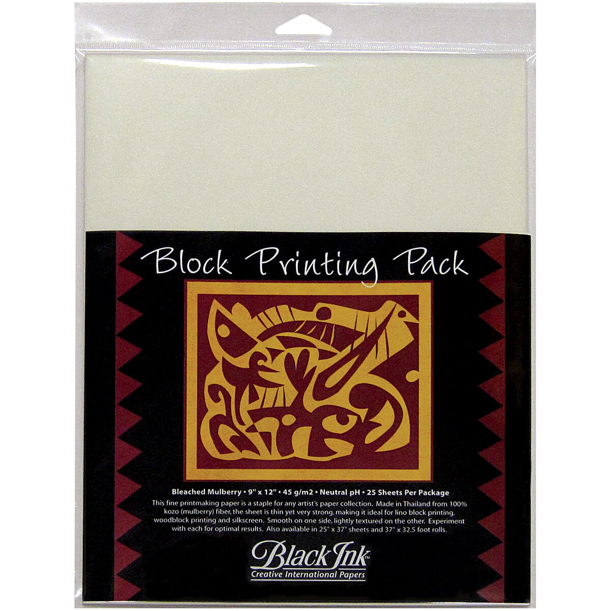 Black Ink Block Printing Paper Pack
