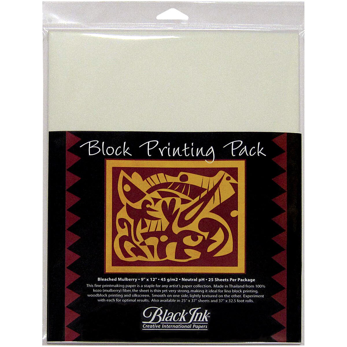 Black Ink Block Printing Paper Pack