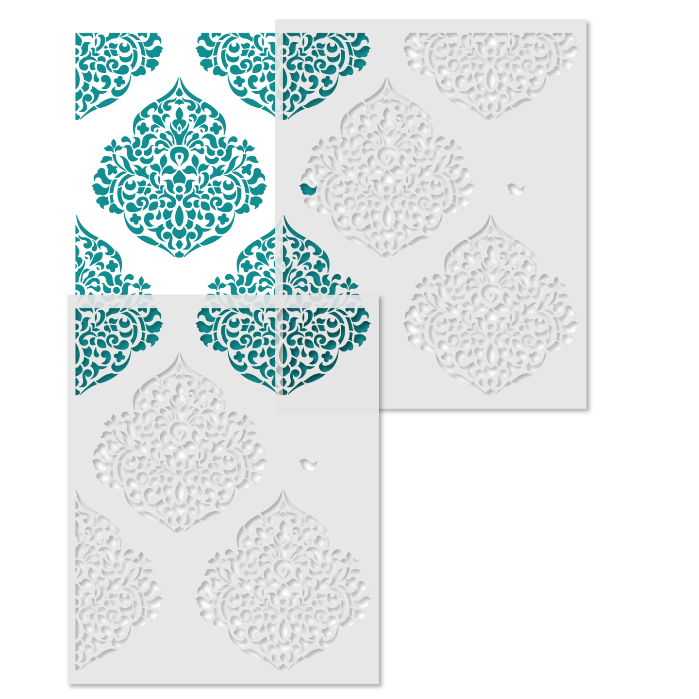 15-Inch Large Moroccan Damask All Over Wall Stencil | 3738 by Designer Stencils | Pattern Stencils | Reusable Stencils for Painting | Safe &#x26; Reusable Template for Wall Decor | Try This Stencil Instead of a Wallpaper | Easy to Use &#x26; Clean