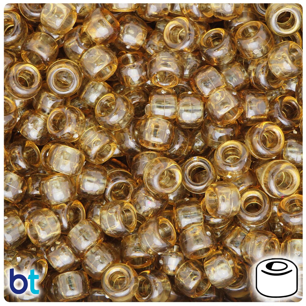 BeadTin Smoke Topaz Transparent 9mm Barrel Plastic Pony Beads (500pcs)