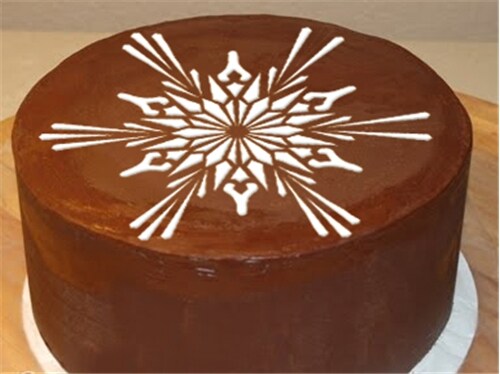 Large Crystal Snowflakes Cake Stencil #2 | C743 by Designer Stencils | Cake Decorating Tools | Baking Stencils for Royal Icing, Airbrush, Dusting Powder | Reusable Plastic Food Grade Stencil for Cakes | Easy to Use &#x26; Clean Cake Stencil