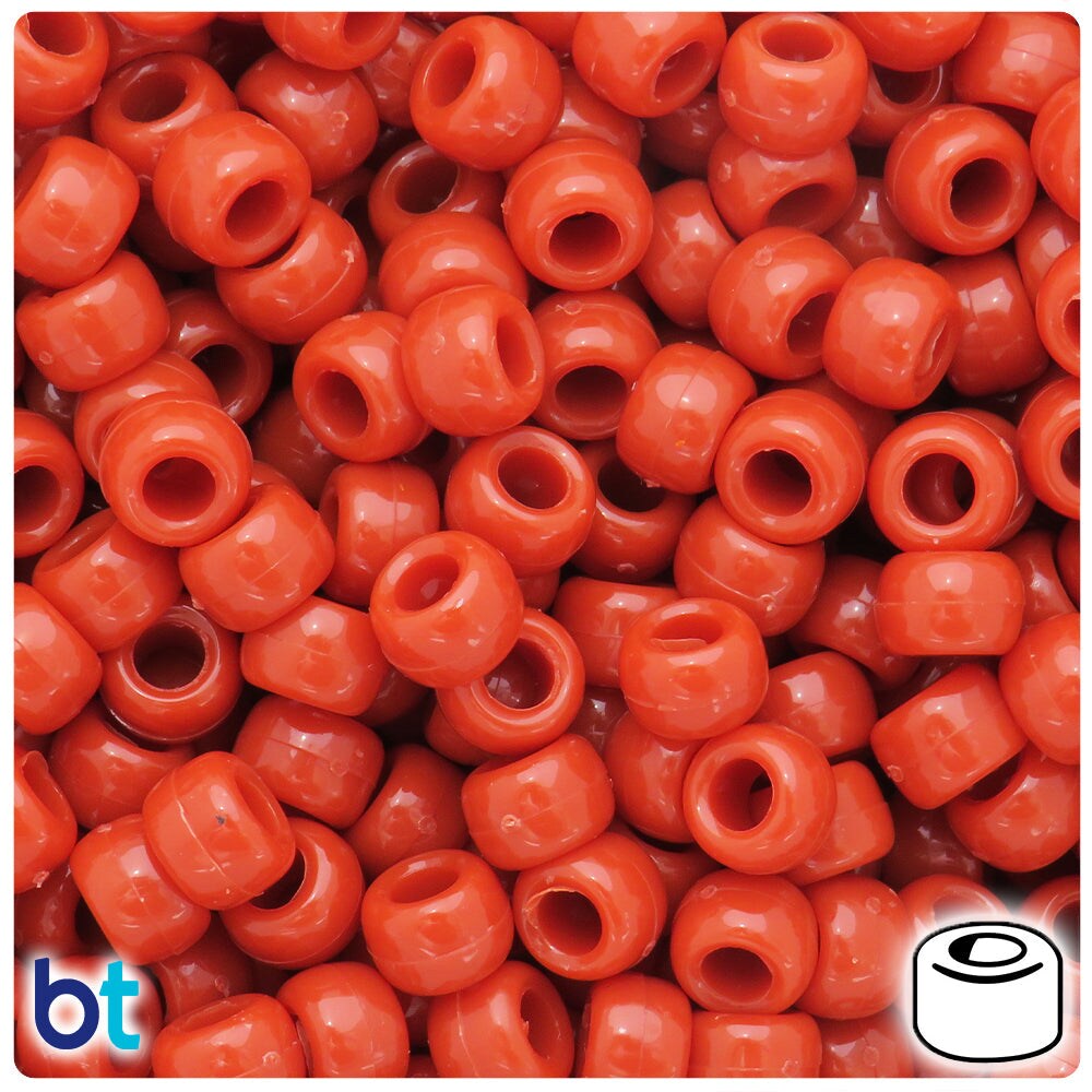 BeadTin Terra Cotta Opaque 9mm Barrel Plastic Pony Beads (500pcs)