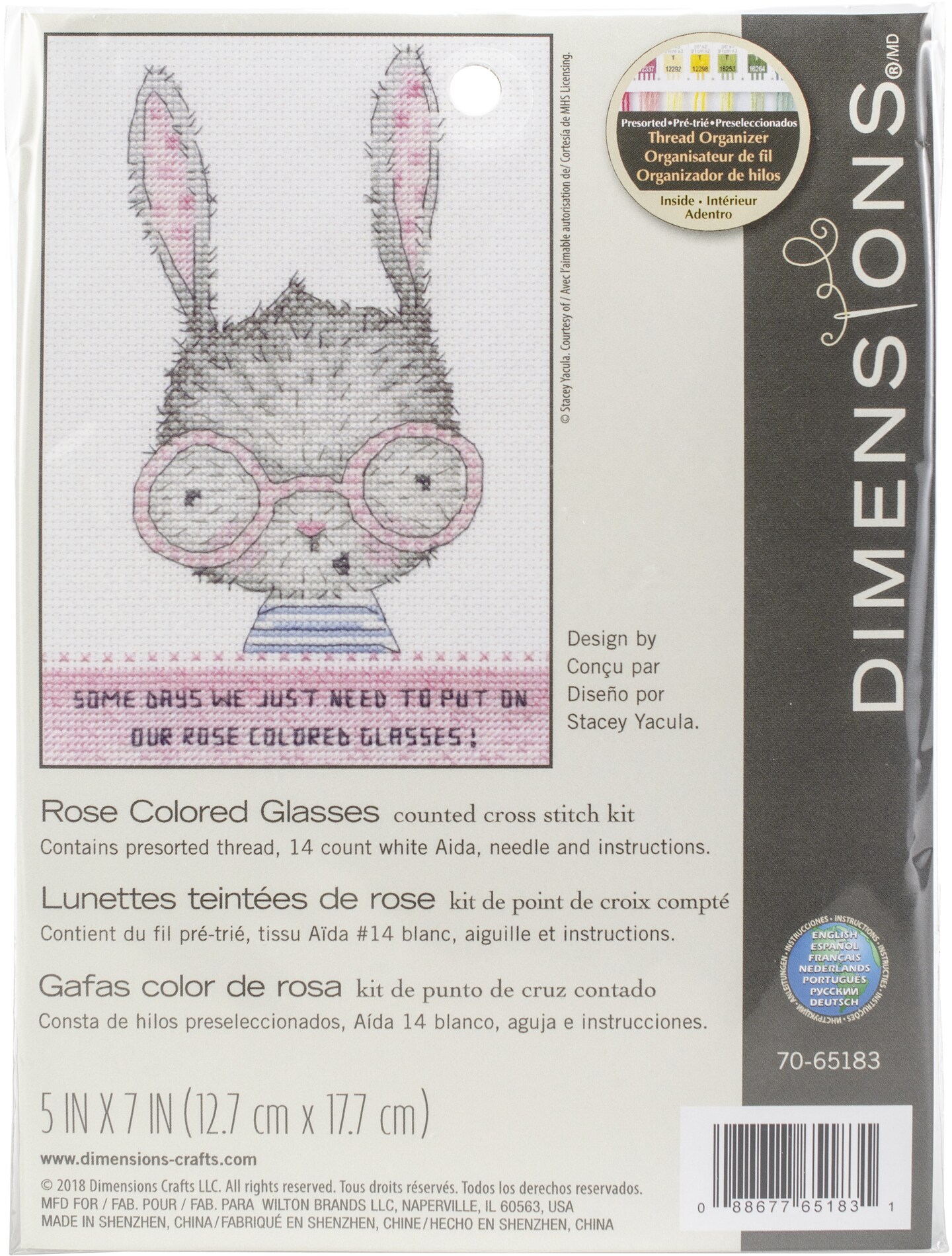 Dimensions Counted Cross Stitch Kit 5&#x22;X7&#x22;-Rose Colored Glasses (14 Count)
