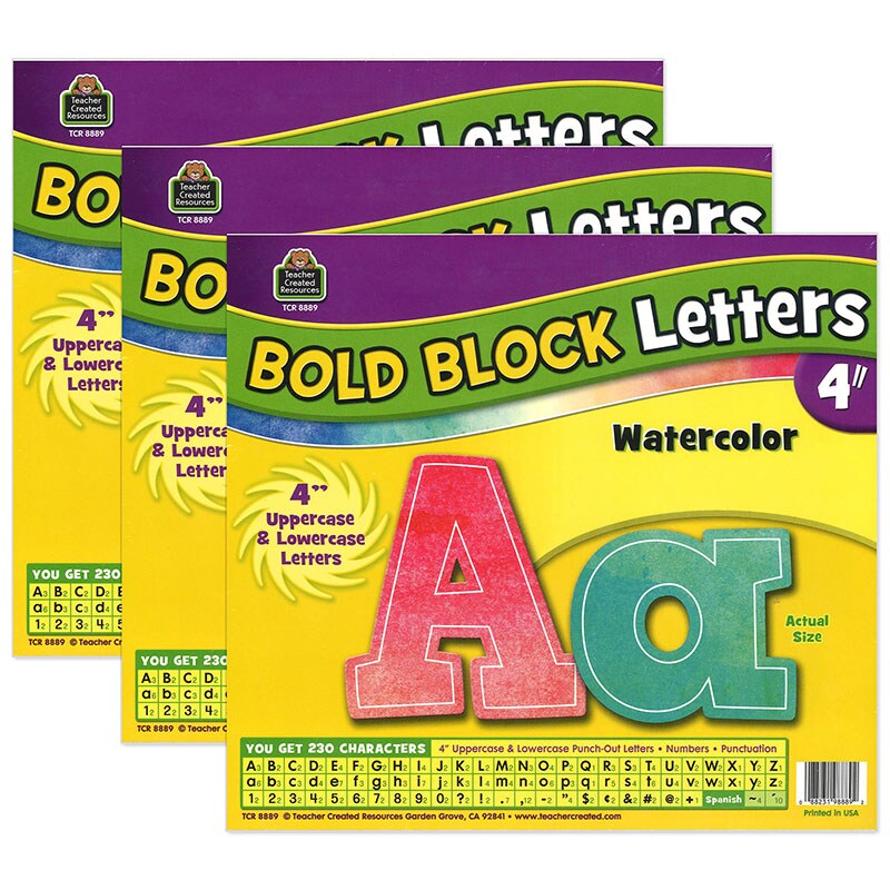 Watercolor Bold Block Letters Combo Pack - 4 in.