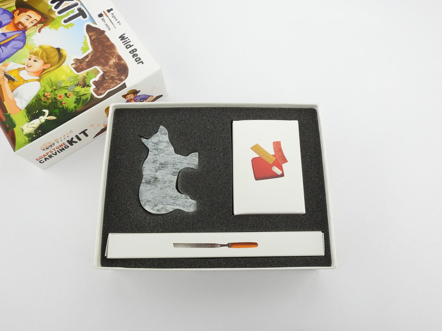 Brain Tree - Wild Bear Soapstone Carving Kit: Safe and Fun DIY Craft for Kids and Adults