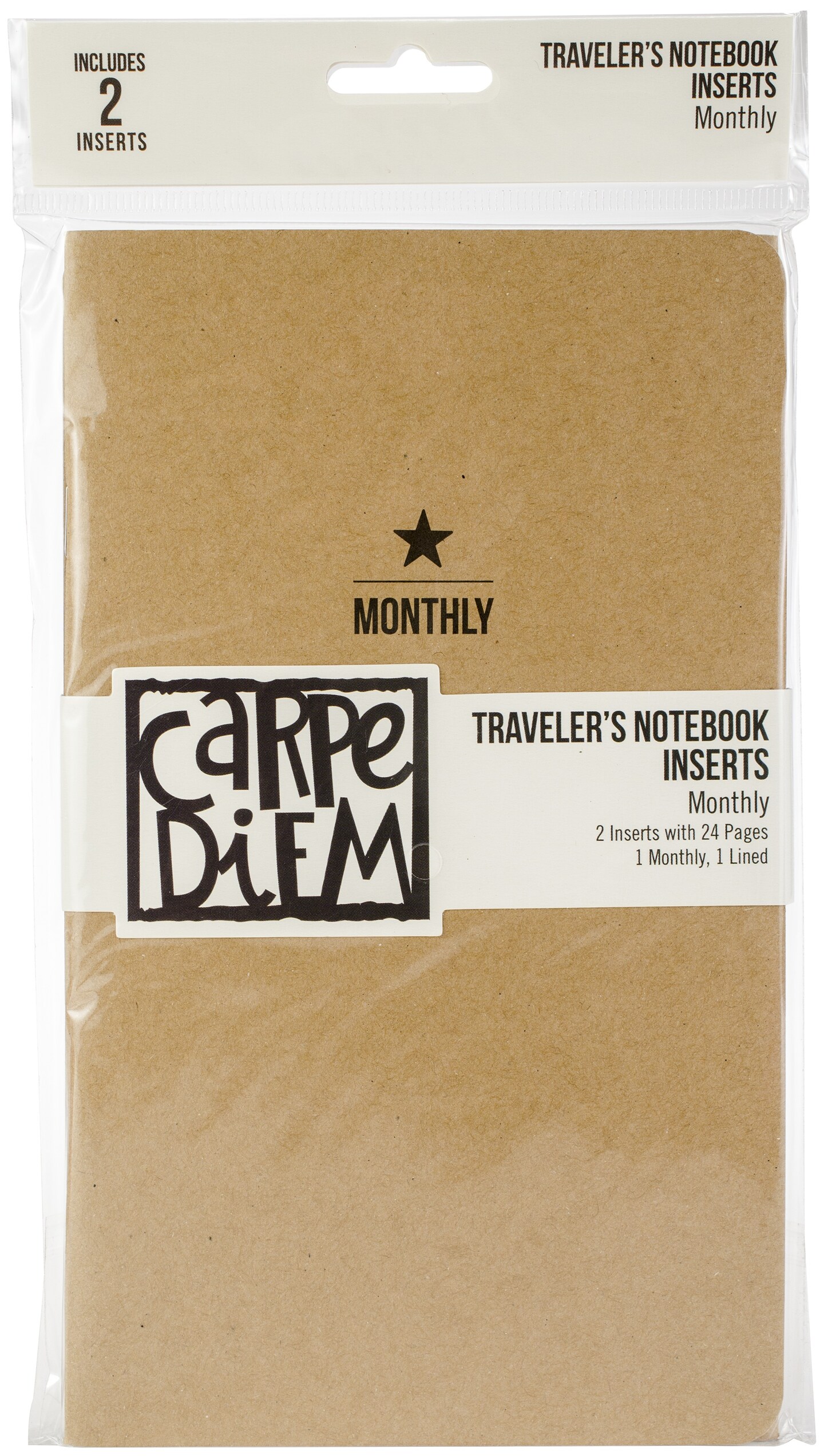 Carpe Diem Traveler's Notebook Inserts 5"X8.25" 2/Pkg-One Monthly/One Lined