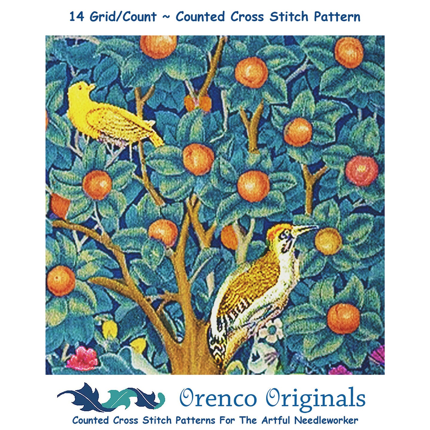 Tree of Life detail by Arts and Crafts Movement Founder William Morris Counted Cross Stitch Chart