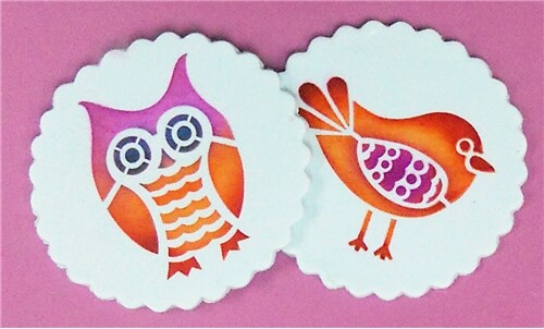 Retro Owl and Bird Cookie Stencils | C764 by Designer Stencils | Cookie Decorating Tools | Baking Stencils for Royal Icing, Airbrush, Dusting Powder | Reusable Plastic Food Grade Stencil for Cookies | Easy to Use &#x26; Clean Cookie Stencil