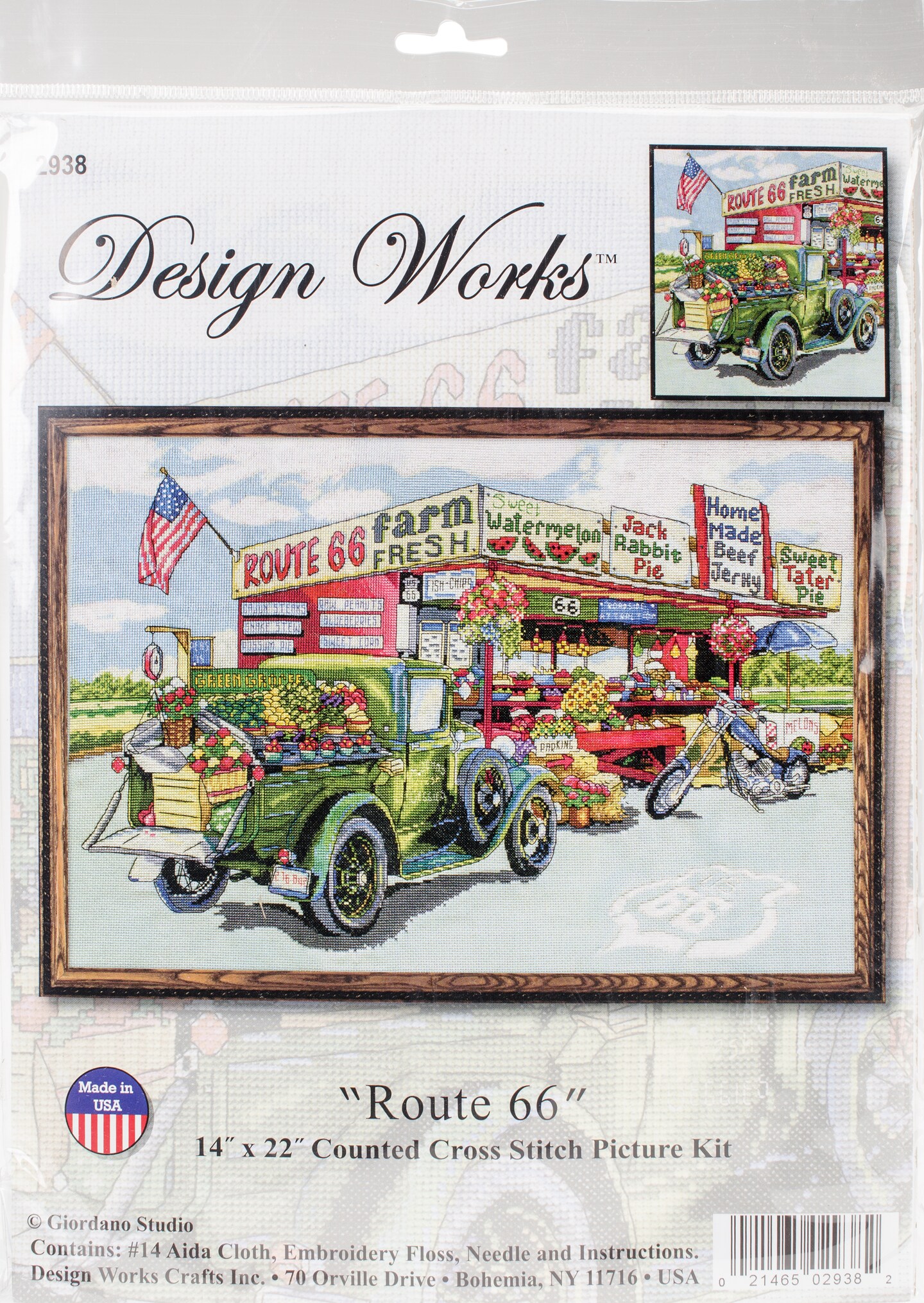 Design Works Counted Cross Stitch Kit 15&#x22;X22&#x22;-Route 66 Farmstand (14 Count)