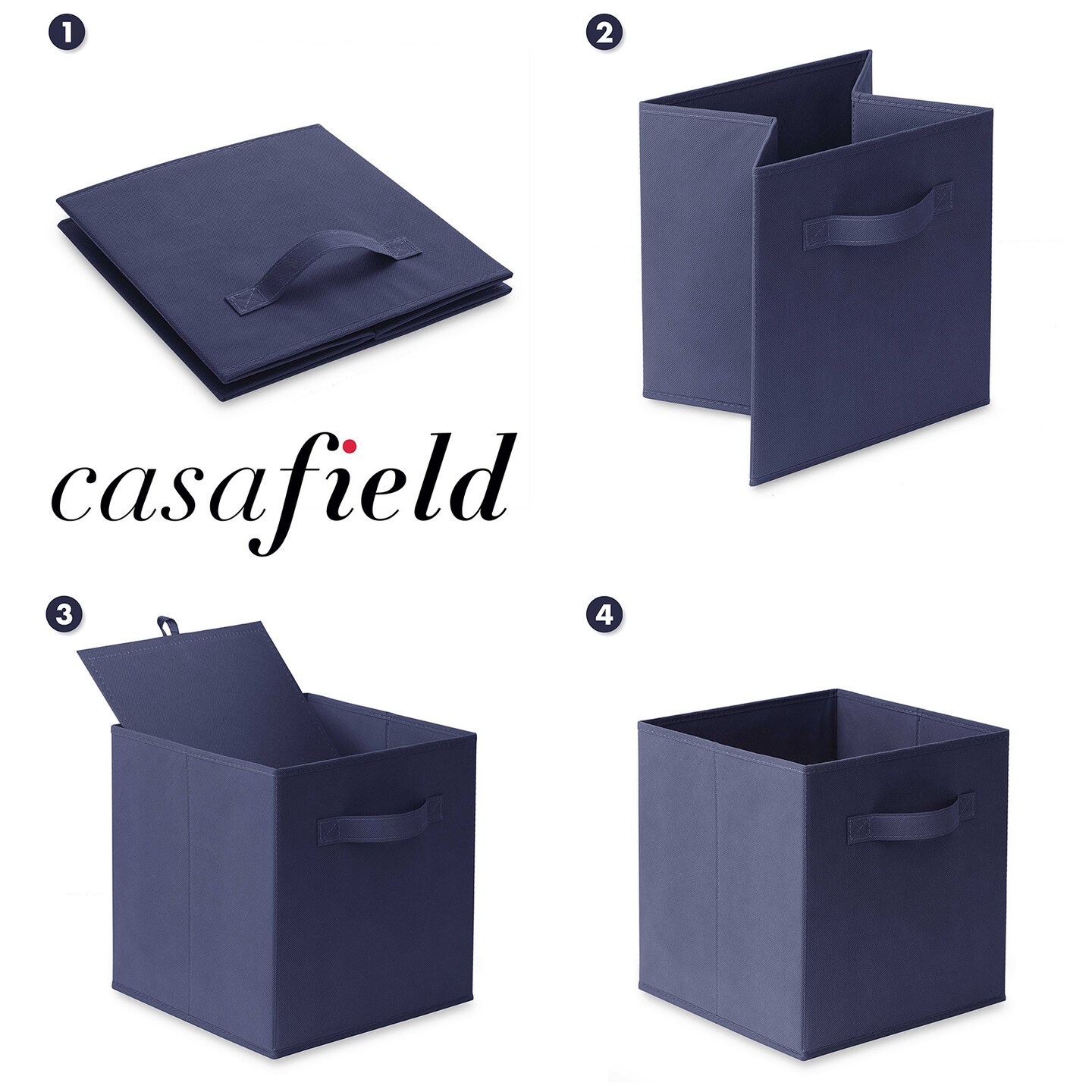 Casafield Set of 6 Collapsible Fabric Cube Storage Bins - 11" Foldable Cloth Baskets for Shelves, Cubby Organizers & More