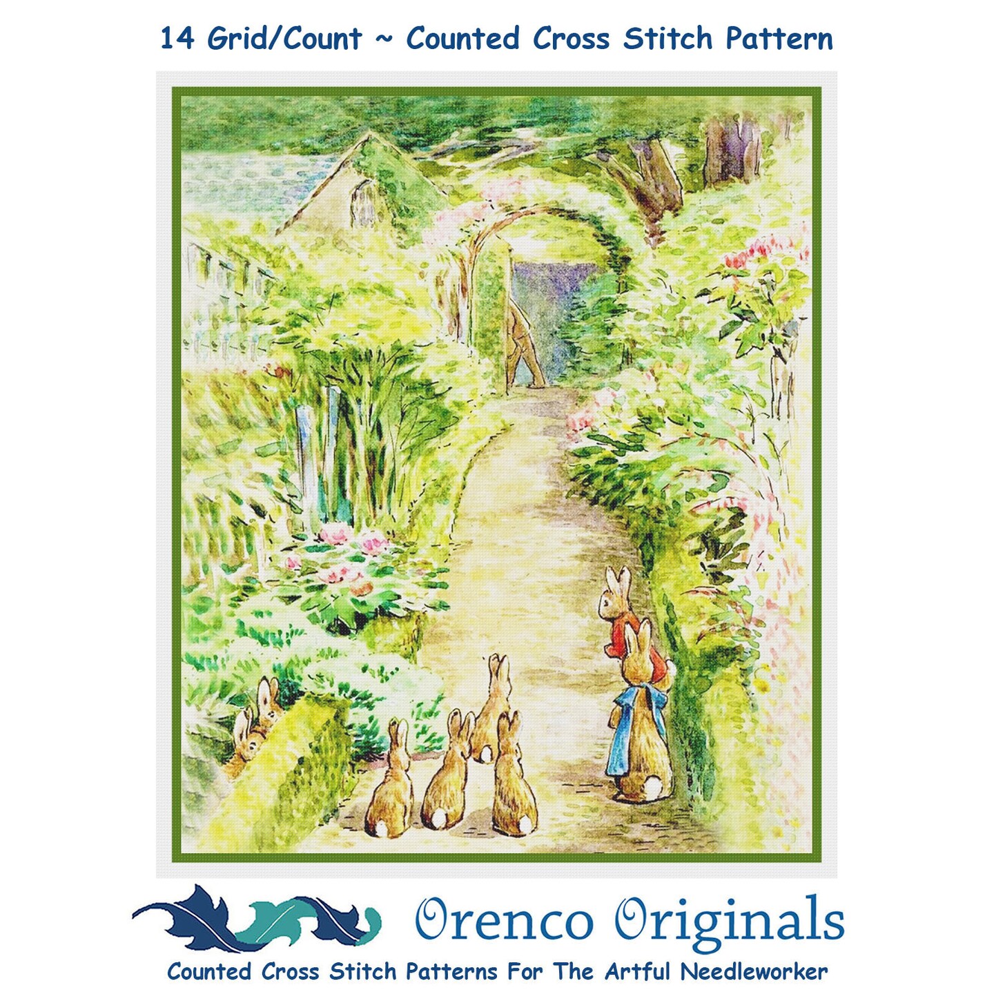 Bunnies in Farmer McGregor's Garden Beatrix Potter CountedCross Stitch Pattern