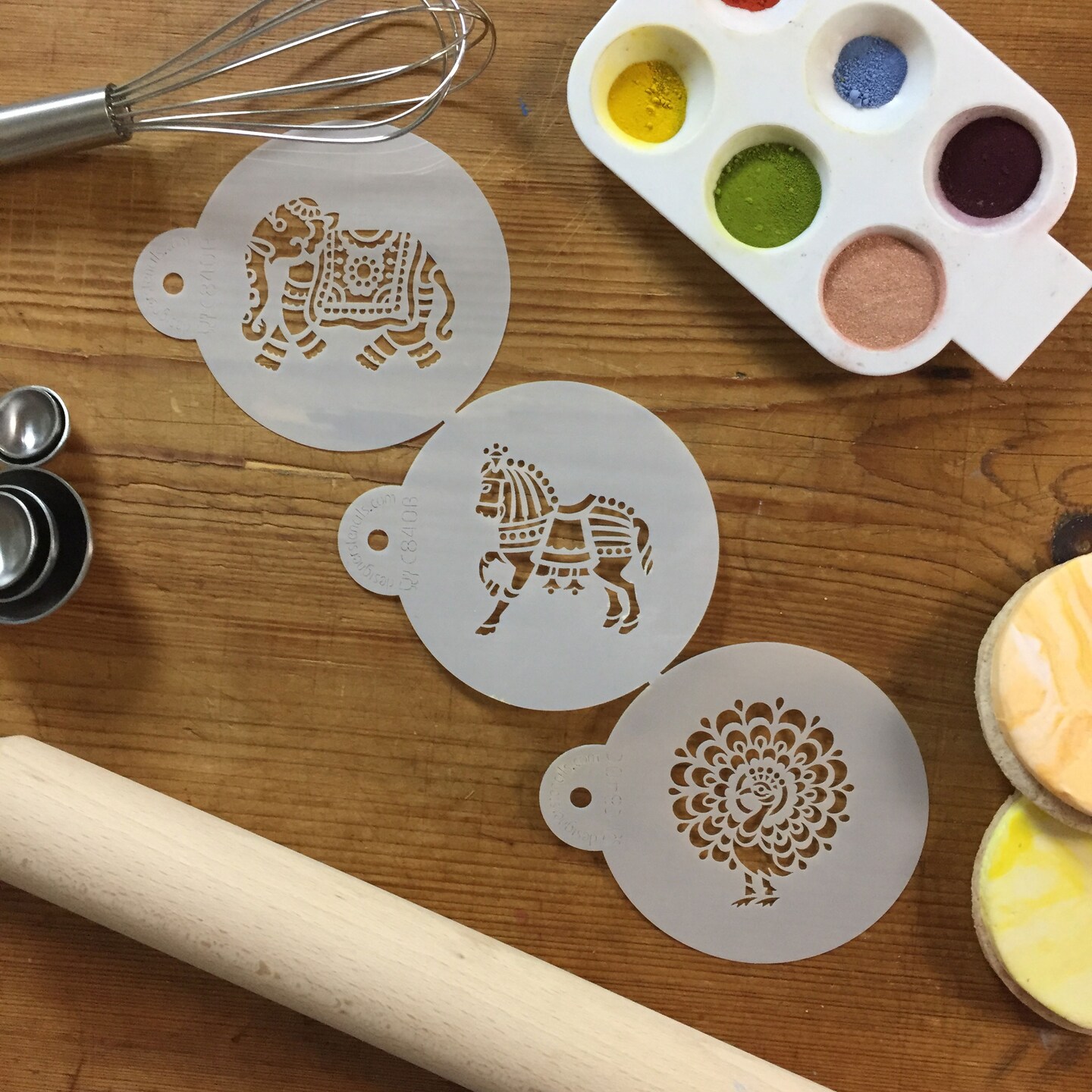 Indian Animals Cookie Stencil Set | C840 by Designer Stencils | Cookie Decorating Tools | Baking Stencils for Royal Icing, Airbrush, Dusting Powder | Reusable Plastic Food Grade Stencil for Cookies | Easy to Use &#x26; Clean Cookie Stencil
