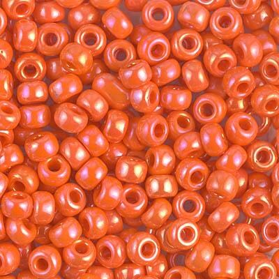 Miyuki 6 Round Seed Bead, 6-0474, Opaque Orange AB (was 6-406R), 10 grams