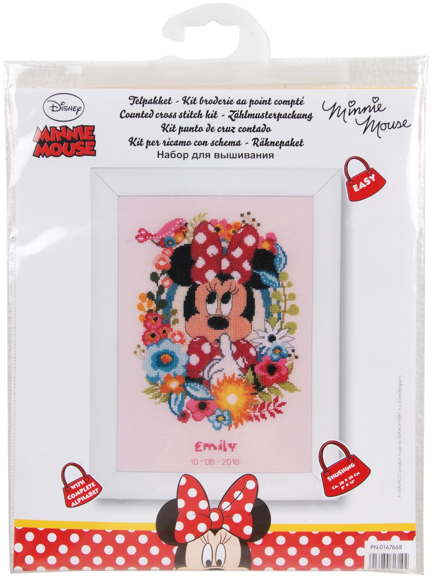 Vervaco Counted Cross Stitch Kit 8"X12"Disney Minnie Shushing Record