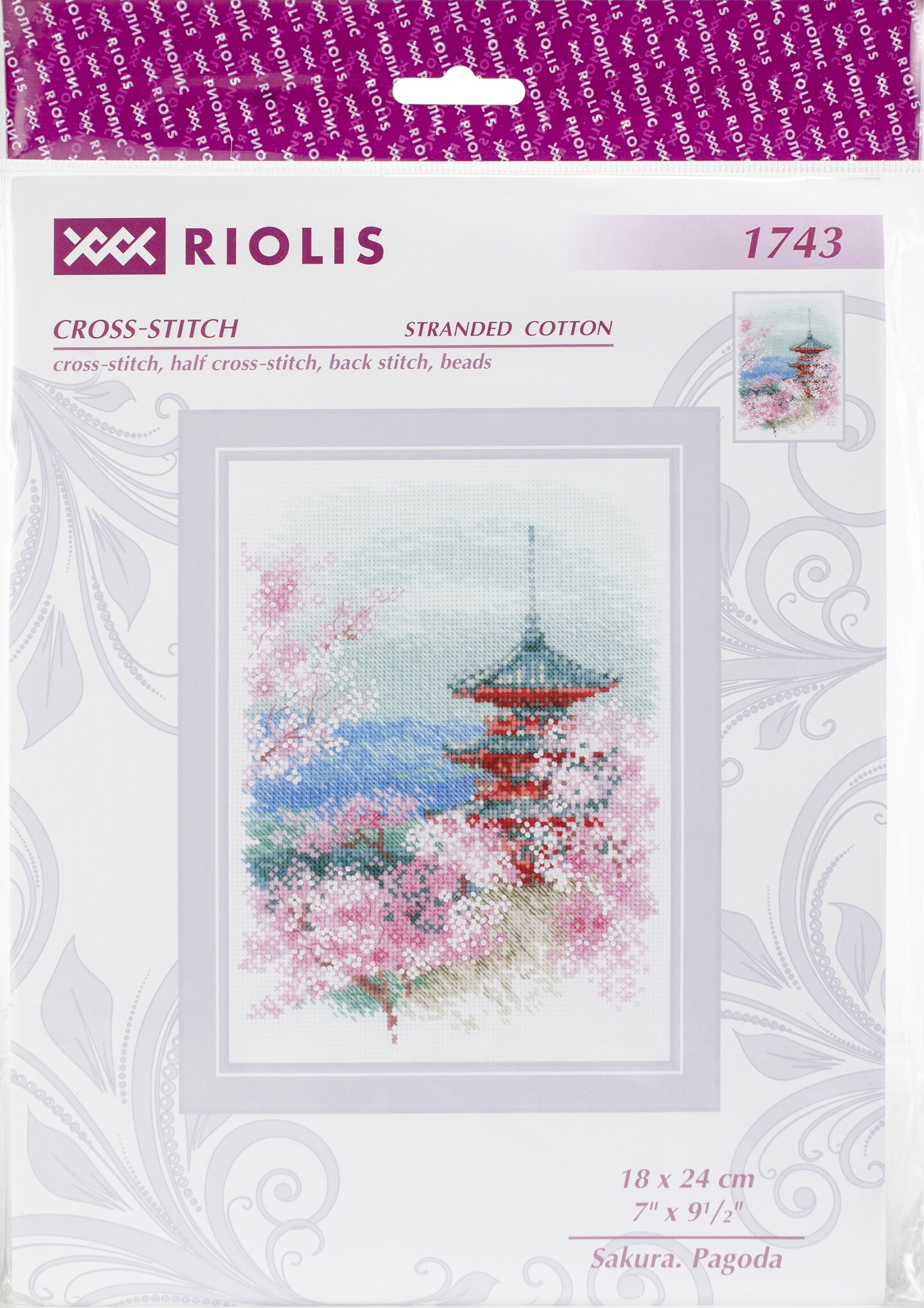 RIOLIS Counted Cross Stitch Kit 7"X9.5"-Sakura Pagoda (14 Count)