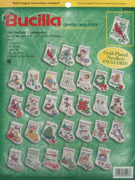 Bucilla Counted Cross Stitch Kit 3.5" 30/Pkg-Tiny Stocking Ornaments