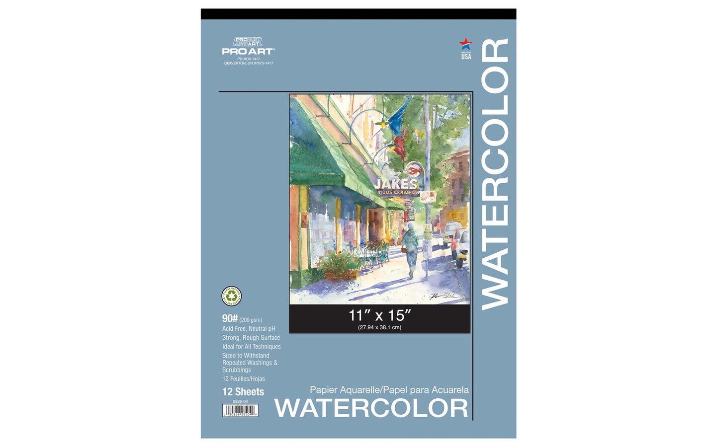 PRO ART 11-Inch by 15-Inch Watercolor Paper Pad, 90-Pound Paper