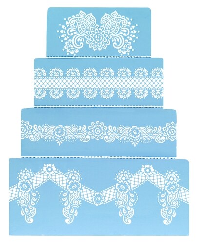 Chelsea Cake Stencil Set | C855 by Designer Stencils | Cake Decorating Tools | Baking Stencils for Royal Icing, Airbrush, Dusting Powder | Reusable Plastic Food Grade Stencil for Cakes | Easy to Use & Clean Cake Stencil