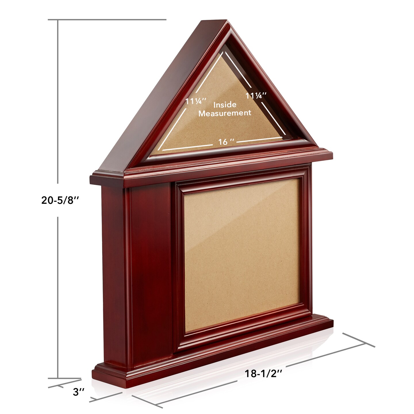 Reminded Flag Case and Certificate Display, Military Shadow Box Frame fits 3&#x27; x 5&#x27; Flag, Solid Wood Cherry Finish