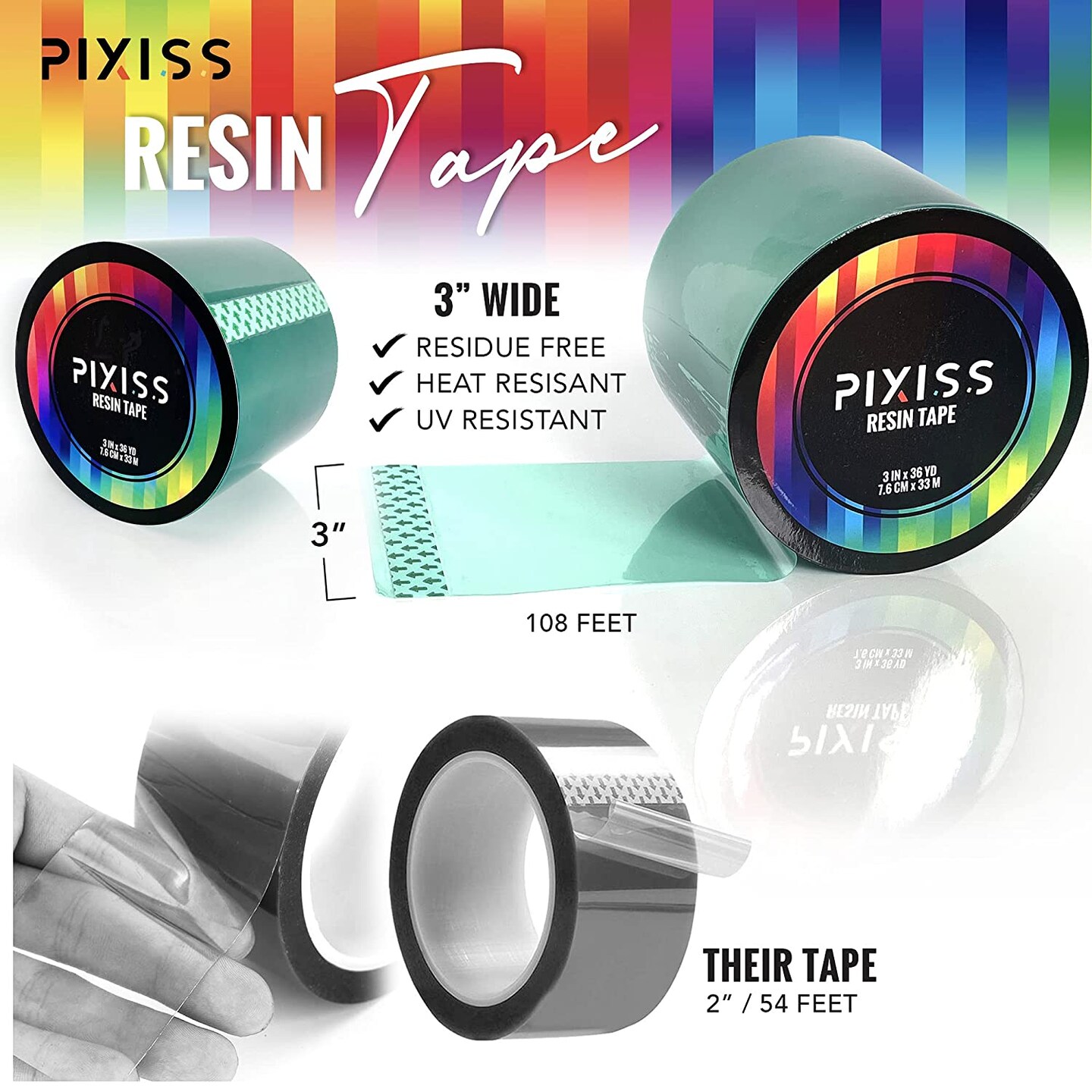 Pixiss Epoxy Resin Tape Mold Release Tuck Tape for Epoxy Resin - Extra Wide