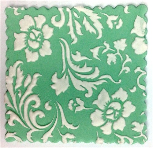 Chic Rose Miniprint Cake Stencil | C816 by Designer Stencils | Cake Decorating Tools | Baking Stencils for Royal Icing, Airbrush, Dusting Powder | Reusable Plastic Food Grade Stencil for Cakes | Easy to Use & Clean Cake Stencil