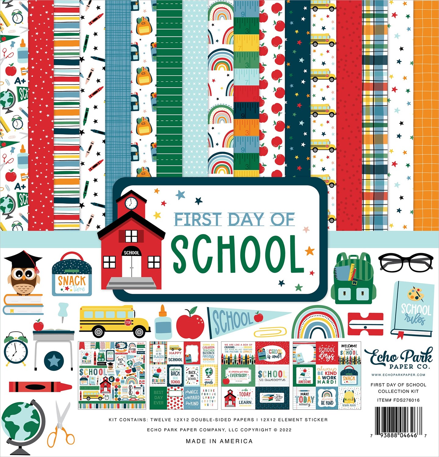 Echo Park Collection Kit 12&#x22;X12&#x22;-First Day Of School