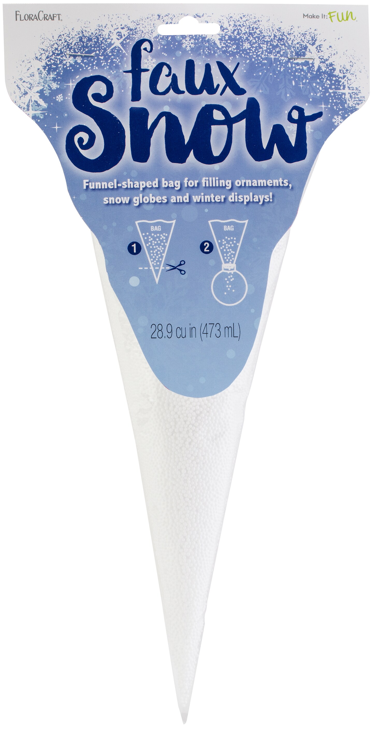 FloraCraft Faux Snow Globe Filler-2mm White, 473ml, 28.9 Cubic Inches