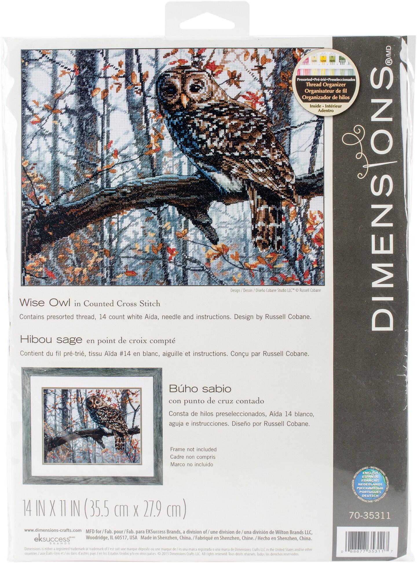 Dimensions Counted Cross Stitch Kit 14&#x22;X11&#x22;-Wise Owl