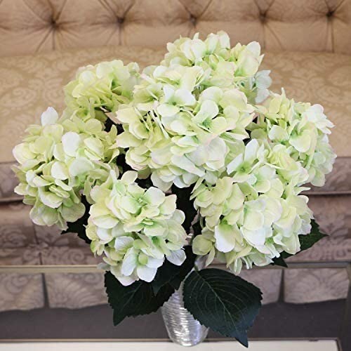 20" Green Hydrangea Bush - 7 Sprays, UV Resistant Silk Flowers, Lifelike Artificial Floral, Perfect for Home, Patio & Wedding Décor - Spring & Summer Accents, Floral Home by Artificial Flowers