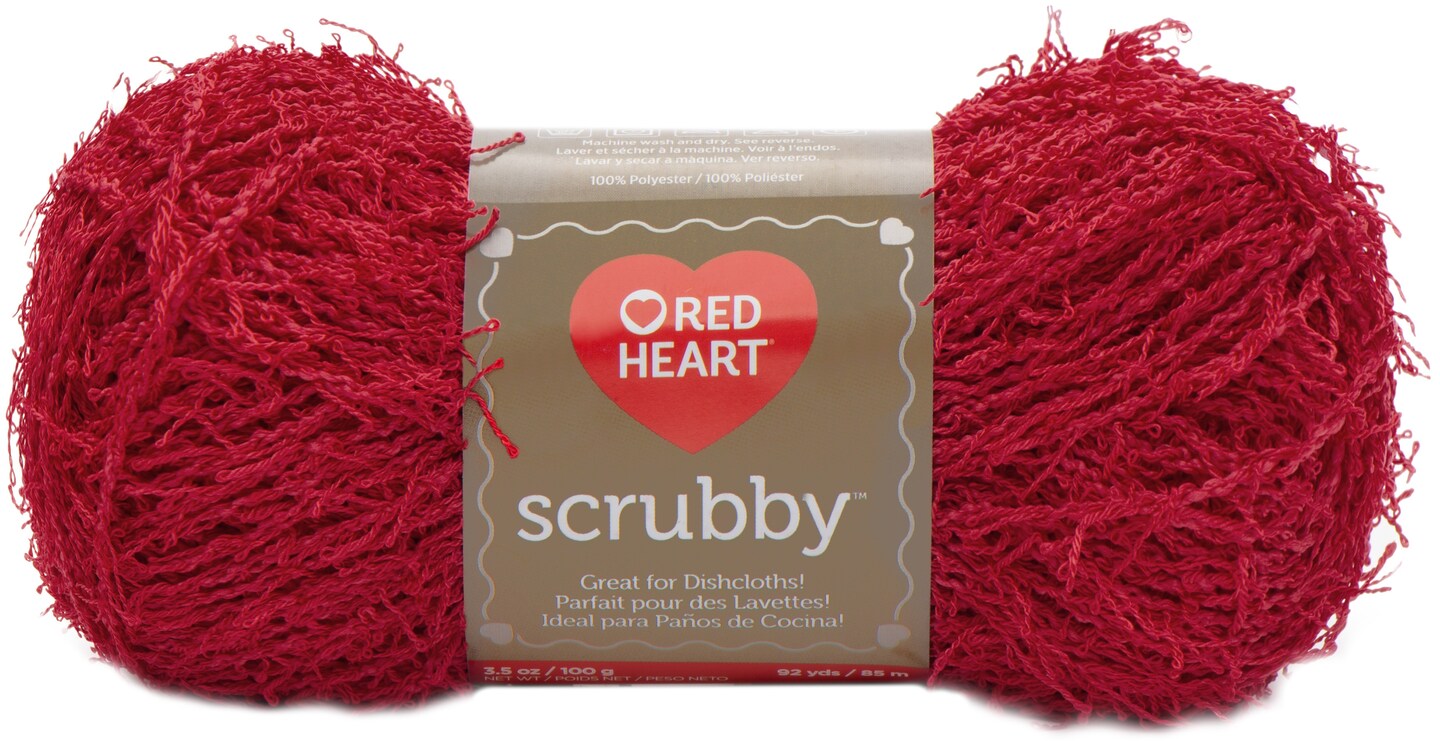 Red Heart Scrubby Yarn-Cherry