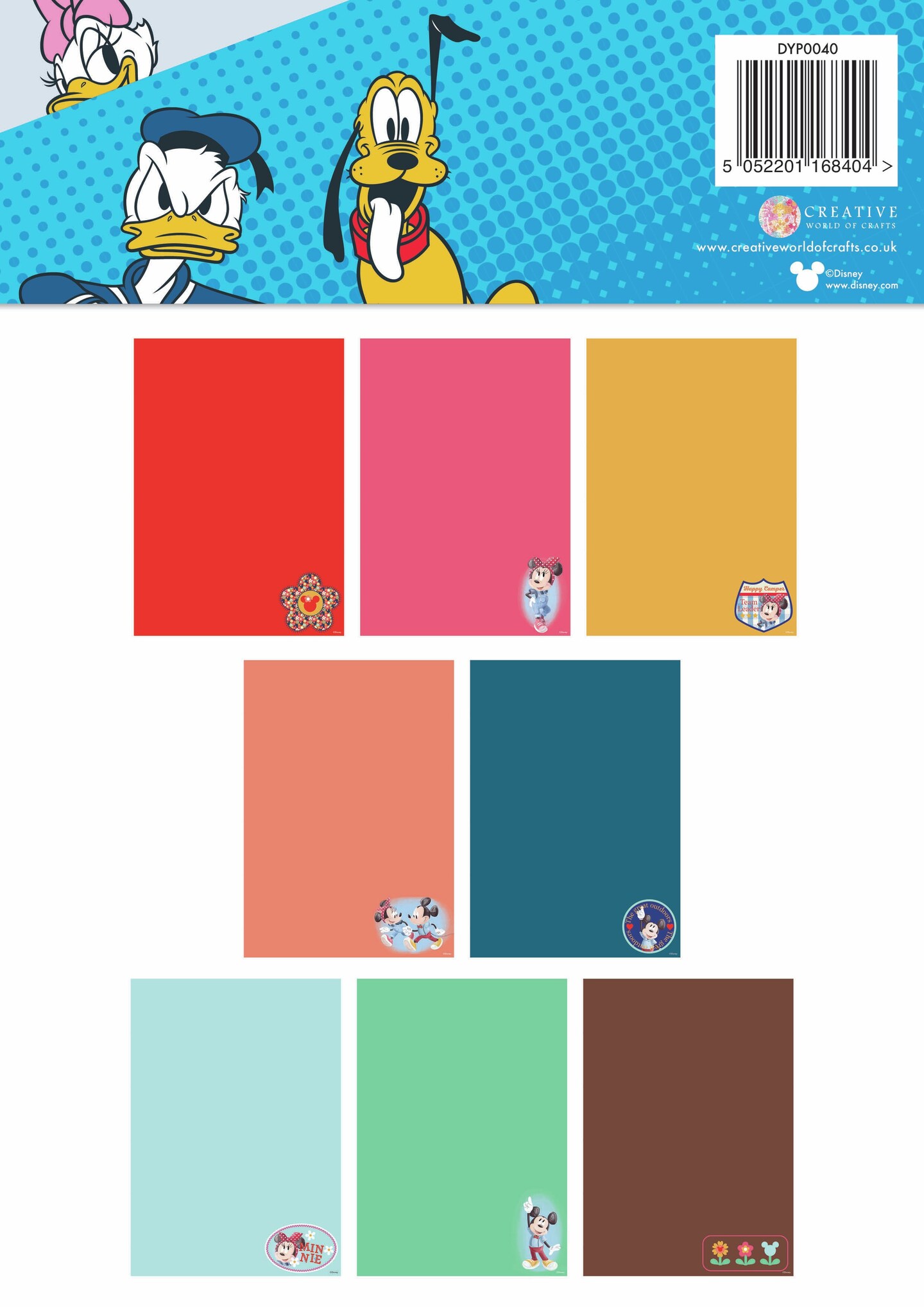 Creative World Of Crafts Disney Coloured Card Pack-Mickey &#x26; Minnie