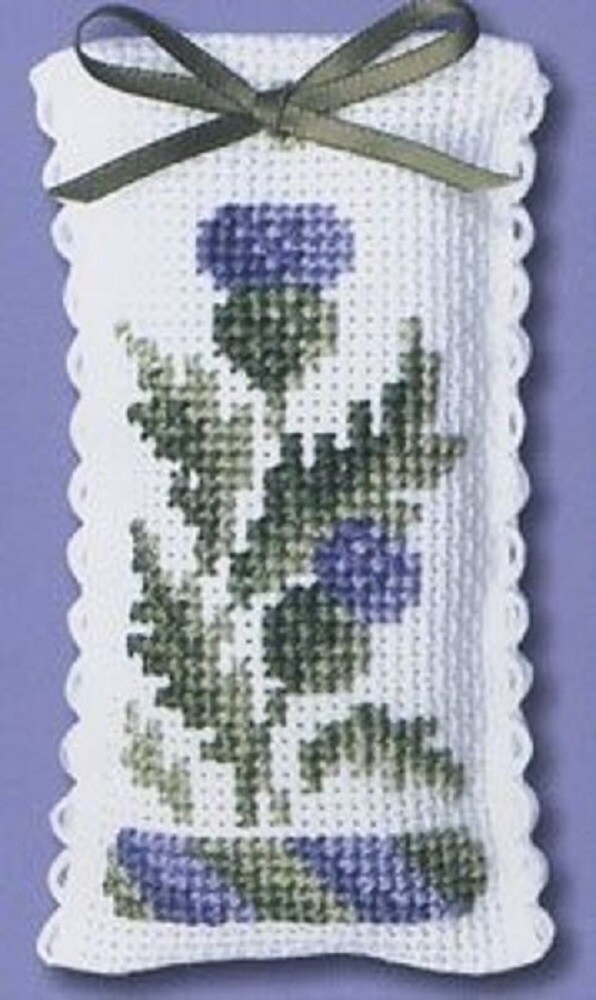 Textile Heritage Lavender Sachet Counted Cross Stitch Kit - Victorian Thistles