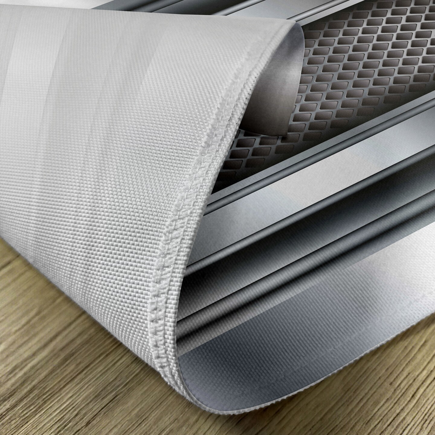 Ambesonne Grey Place Mats Set of 4, Realistic Vivid Looking Steel Plates Image Heavy Industry Technology Themed Print, Washable Fabric Placemats for Dining Table, Standard Size, Grey Taupe