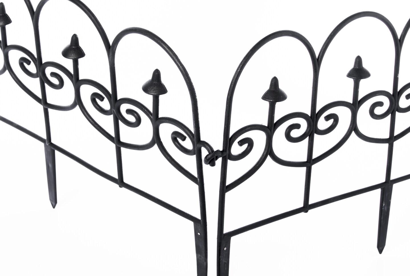 Vinyl Wrought Iron- Look Garden Ornamental Edging, Lawn Picket Fence Landscape Panel Border, Flower Bed Barrier
