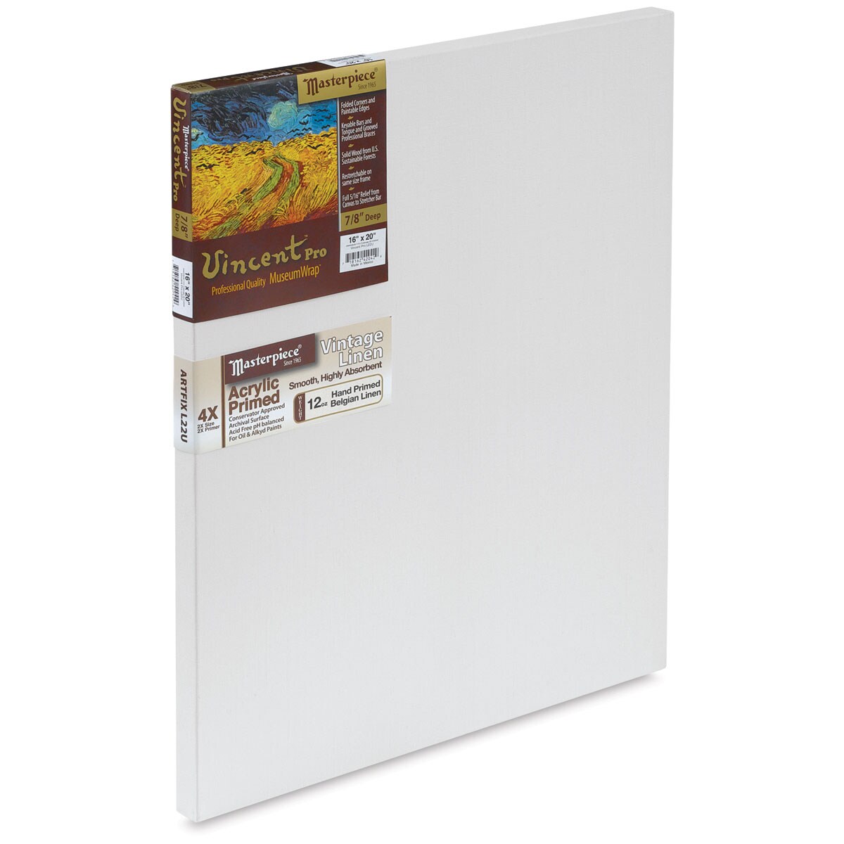 Masterpiece Vincent Pro Artfix Linen Canvas - 16" x 20", Acrylic Primed